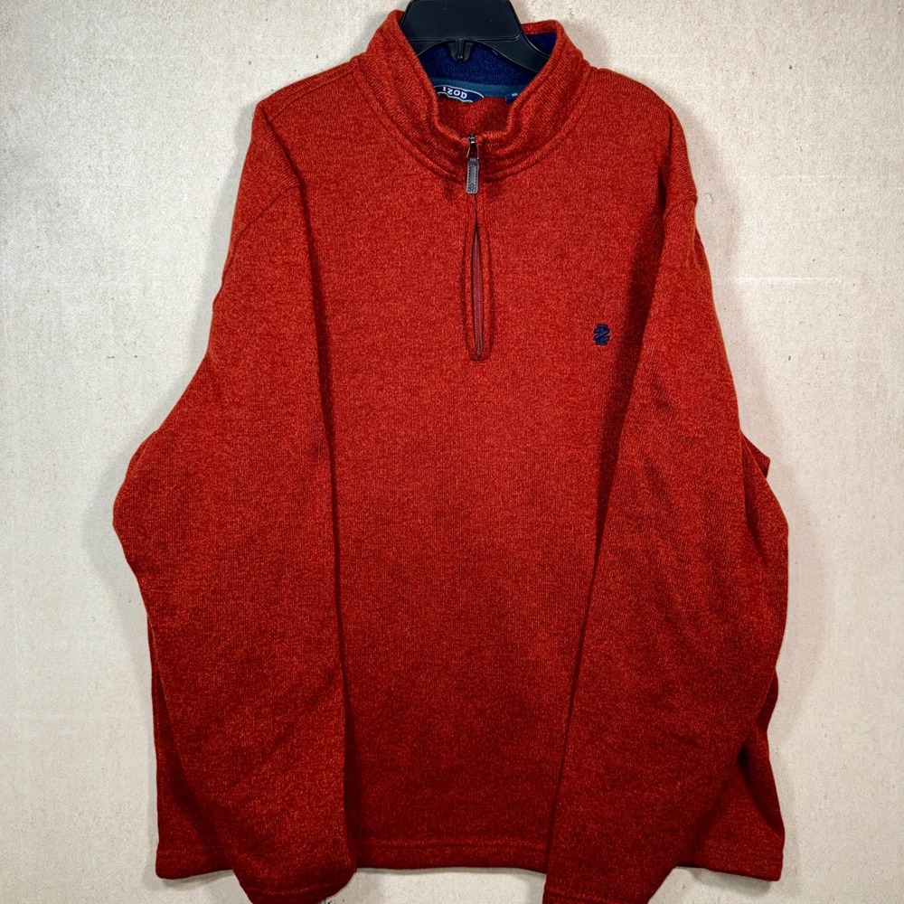 IZOD Men's Red Quarter‎ Zip Sweater Textured Pullover Size XXL